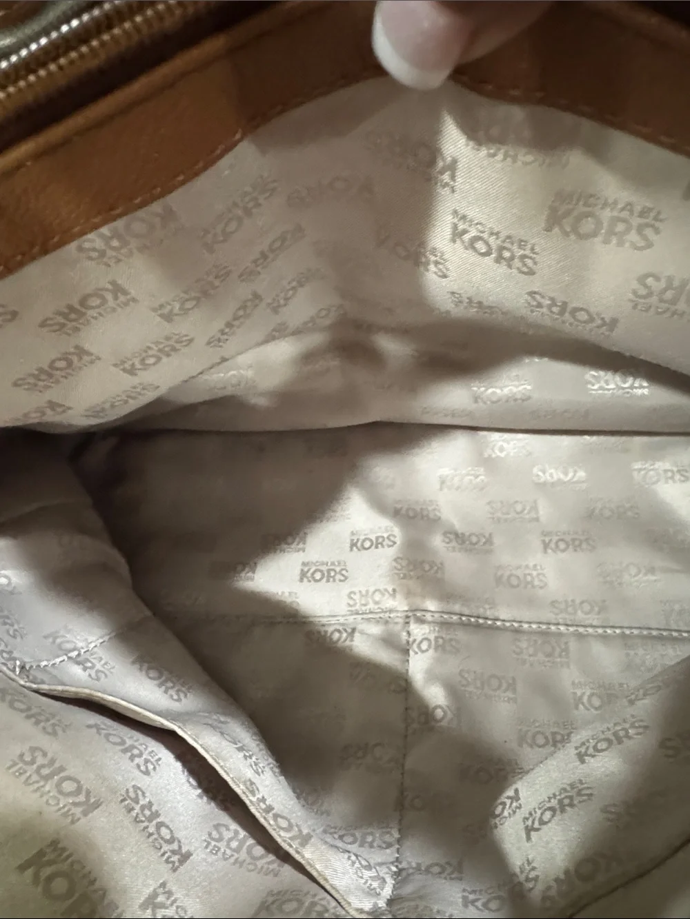 Michael Kors Tan Leather Satchel with Chain Shoulder Strap